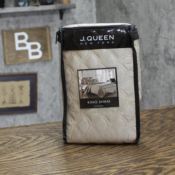 NWT J. Queen New York Lyndon Quilted Single Pillow Sham Taupe Brown King - Picture 4 of 7